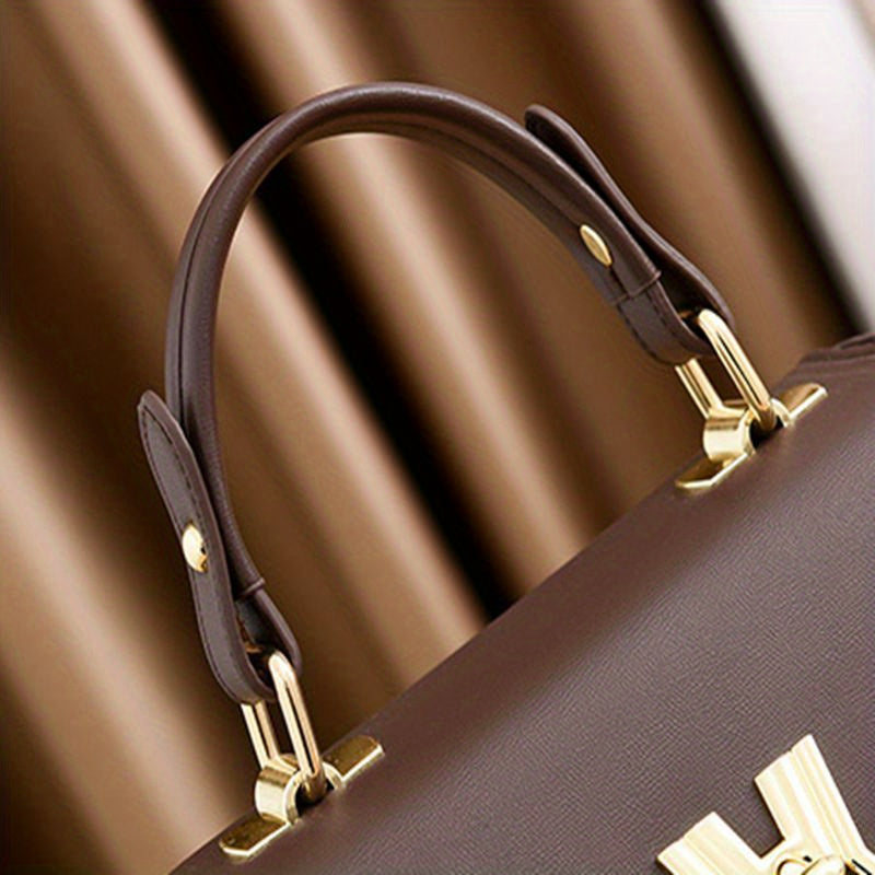 Stain-Resistant Stylish Satchel: Adjustable Strap, Solid Color, Zippered Polyester-Lined Sling Bag for All Occasions