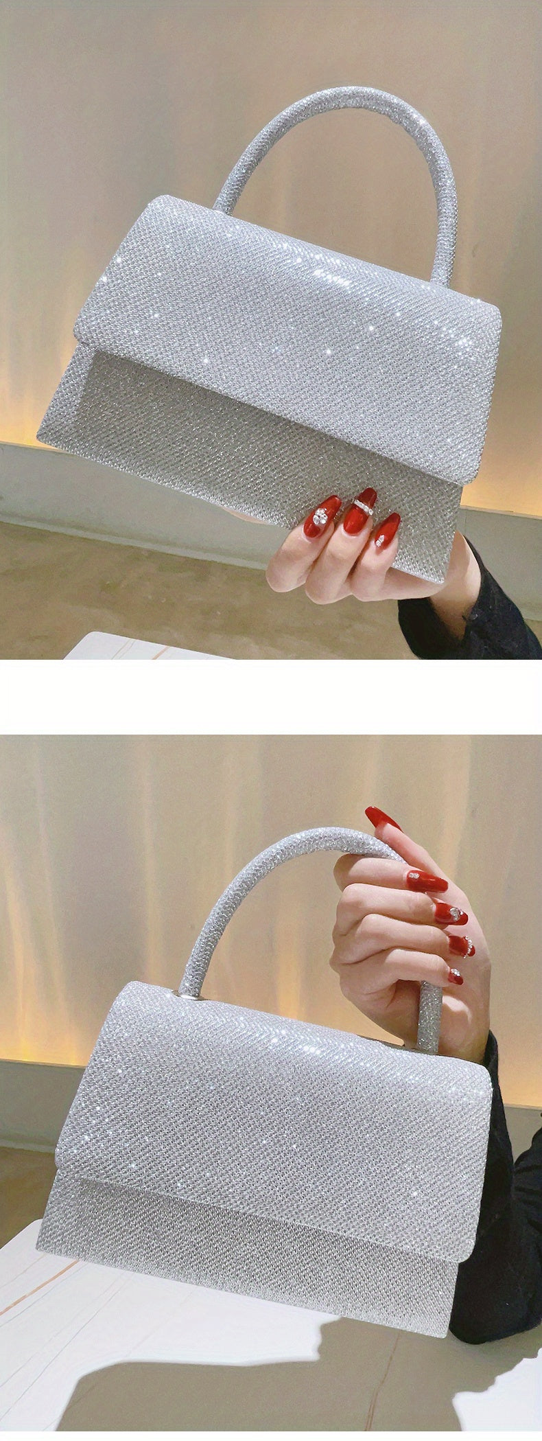 Rhinestone Decor Evening Bag, Glitter Clutch Purse For Women, Sparkly Handbag For Wedding Party Prom for Carnaval Music Festival