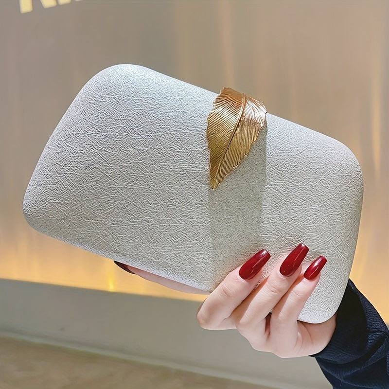 Elegant Faux Leather Evening Clutch Bag for Women - Buckle Closure, Rayon Lining, Solid Color, Perfect for Wedding Party, Prom, and Formal Events - Stylish and Compact Design