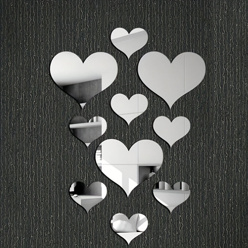 3D Wall Sticker Love Heart Acrylic Mirror Removable Home Living Room Sofa Background Decoration