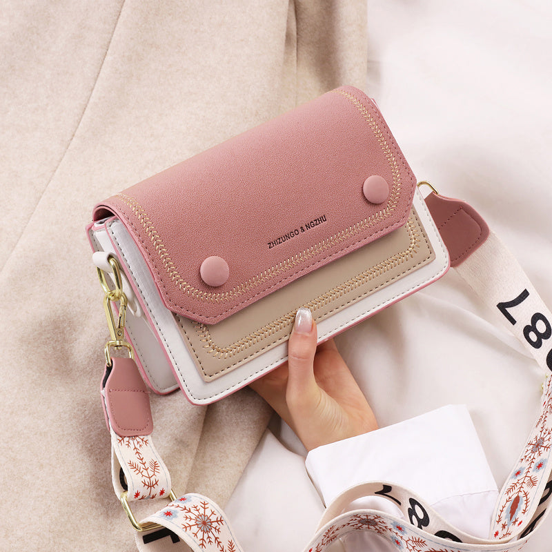 Vibrant Colorblock Square Bag - Stylish Stitch Detail Flap, Wide Comfortable Strap, Trendy Crossbody Design, Casual Shoulder Purse for Daily Use