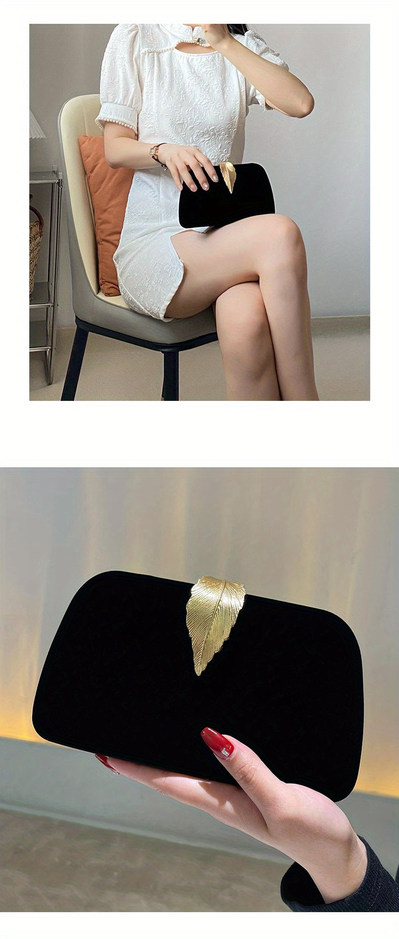 Elegant Faux Leather Evening Clutch Bag for Women - Buckle Closure, Rayon Lining, Solid Color, Perfect for Wedding Party, Prom, and Formal Events - Stylish and Compact Design