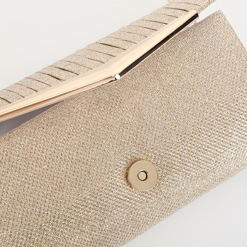 Sequin Ruched Evening Bag, Metal Decor Flap Prom Purse, Glitter Clutch Bag For Wedding Party Best Gifts for Carnaval