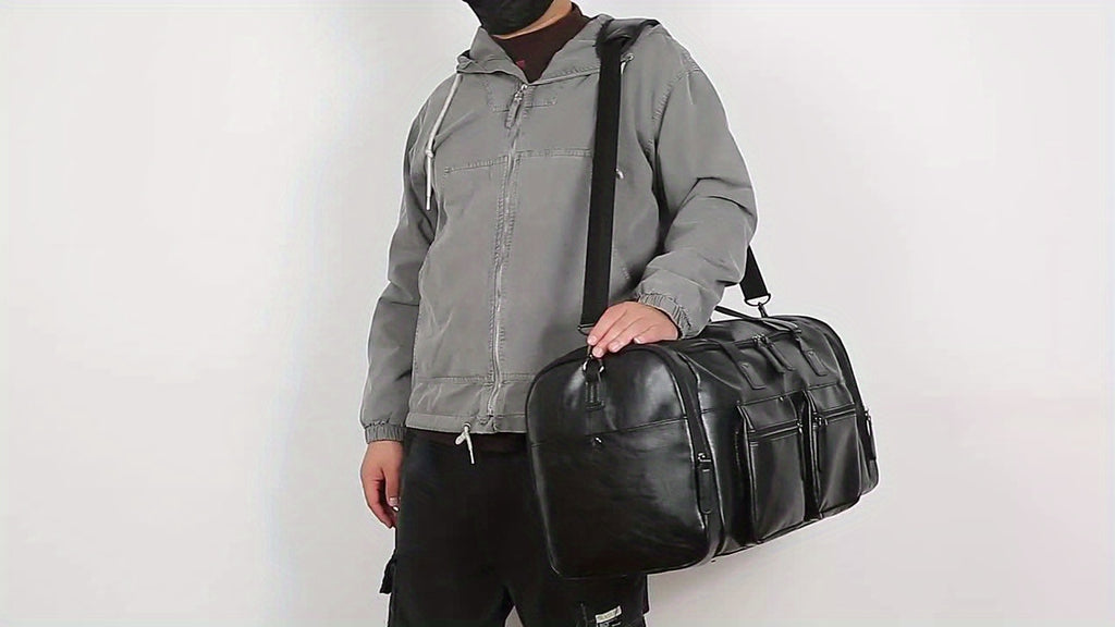 Large Weekend Bag Men Quality PU Leather Travel Carry On Luggage Bag Duffel Handbag Casual Traveling Tote