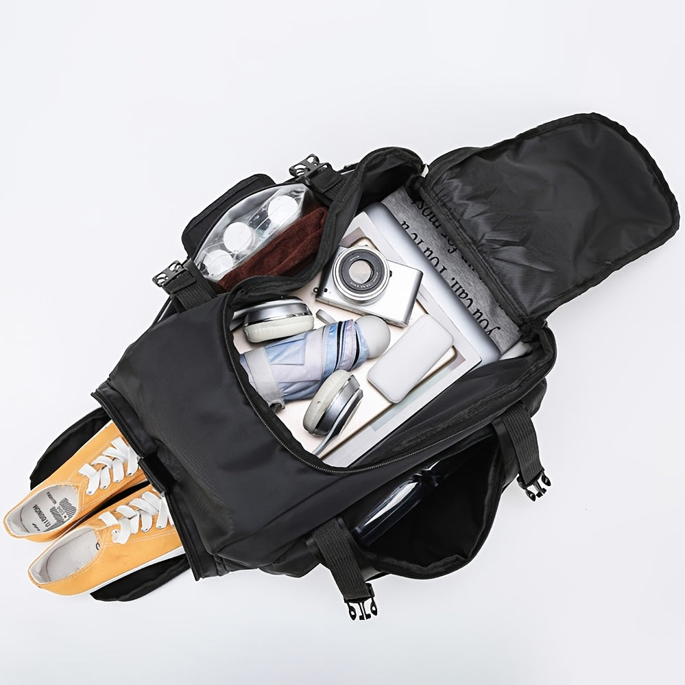 Large Capacity Duffle Tote Bag, Nylon Lightweight Luggage Bag With Shoe Compartment, Portable Travel Storage Bag Unisex Bag For Daily Use