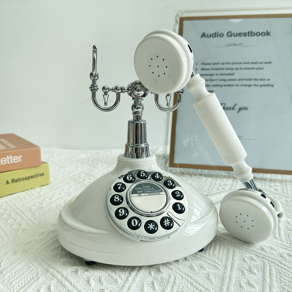 [Popular Choice] 1pc Retro Telephone Design Audio Guestbook, ABS Material, Single Line Operation, Battery/USB Powered, with Electronic Components, for Weddings, Birthdays, Christmas Gifts