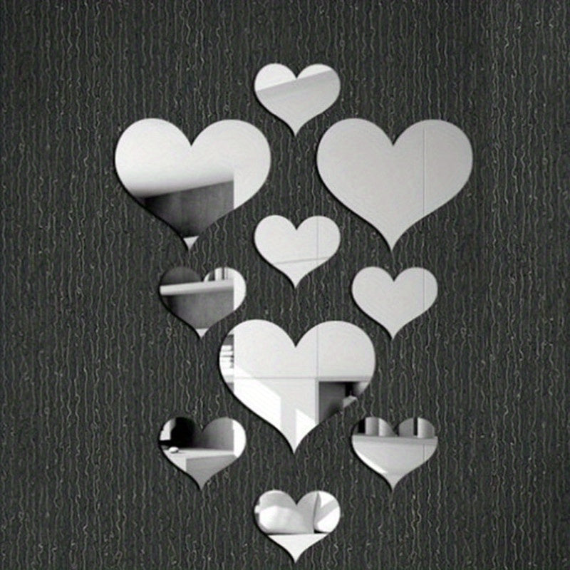3D Wall Sticker Love Heart Acrylic Mirror Removable Home Living Room Sofa Background Decoration