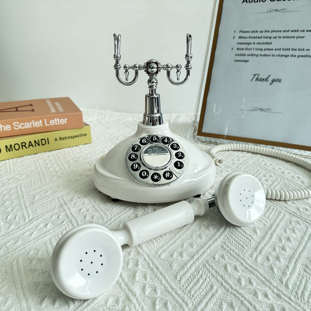 [Popular Choice] 1pc Retro Telephone Design Audio Guestbook, ABS Material, Single Line Operation, Battery/USB Powered, with Electronic Components, for Weddings, Birthdays, Christmas Gifts