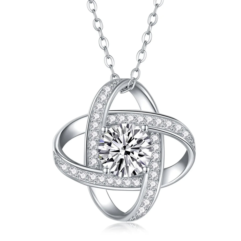925 Sterling Silver Fresh Sweet Sparkling Gemstone Pendant Necklace Four Clover Moissanite Trendy Weddings Parties