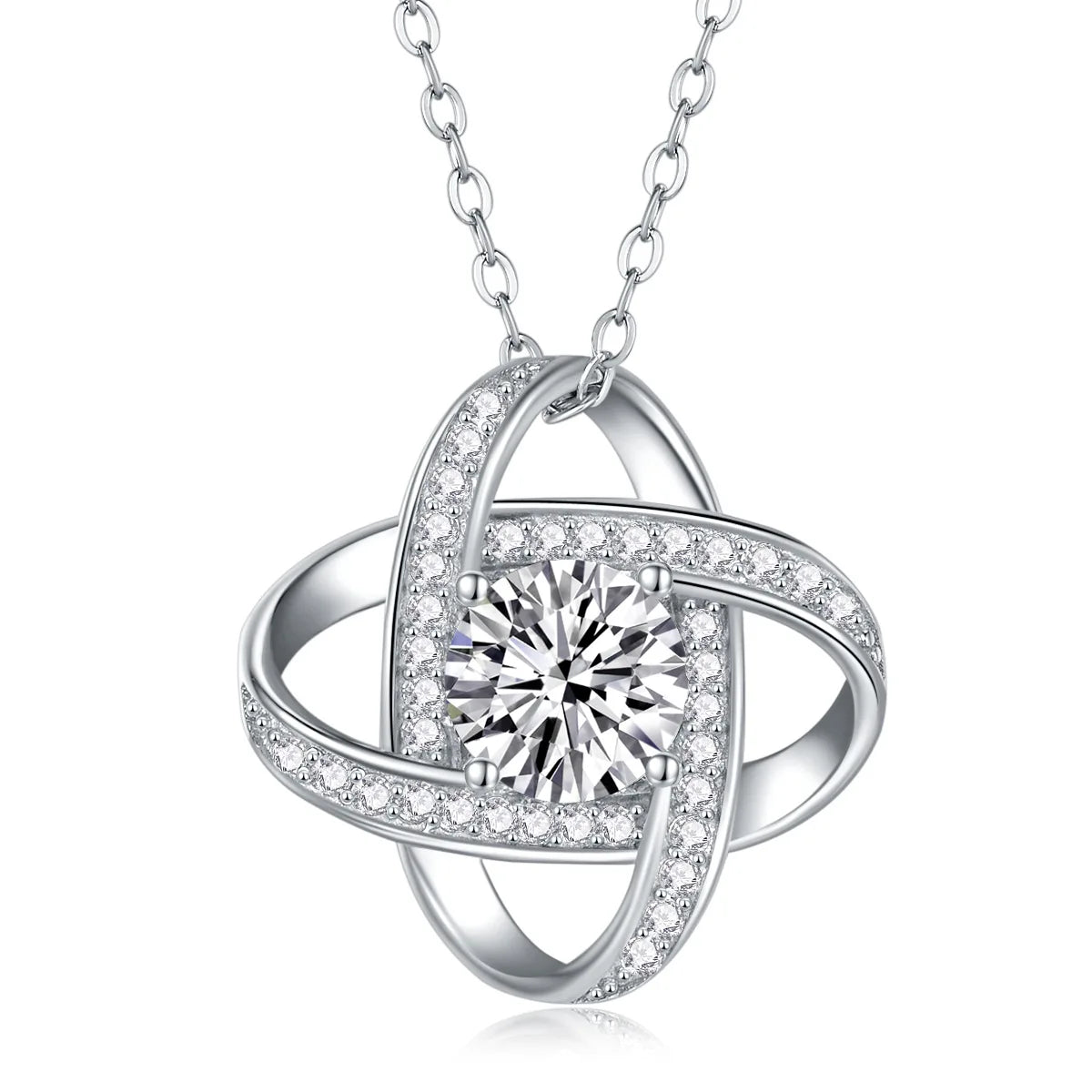 925 Sterling Silver Fresh Sweet Sparkling Gemstone Pendant Necklace Four Clover Moissanite Trendy Weddings Parties