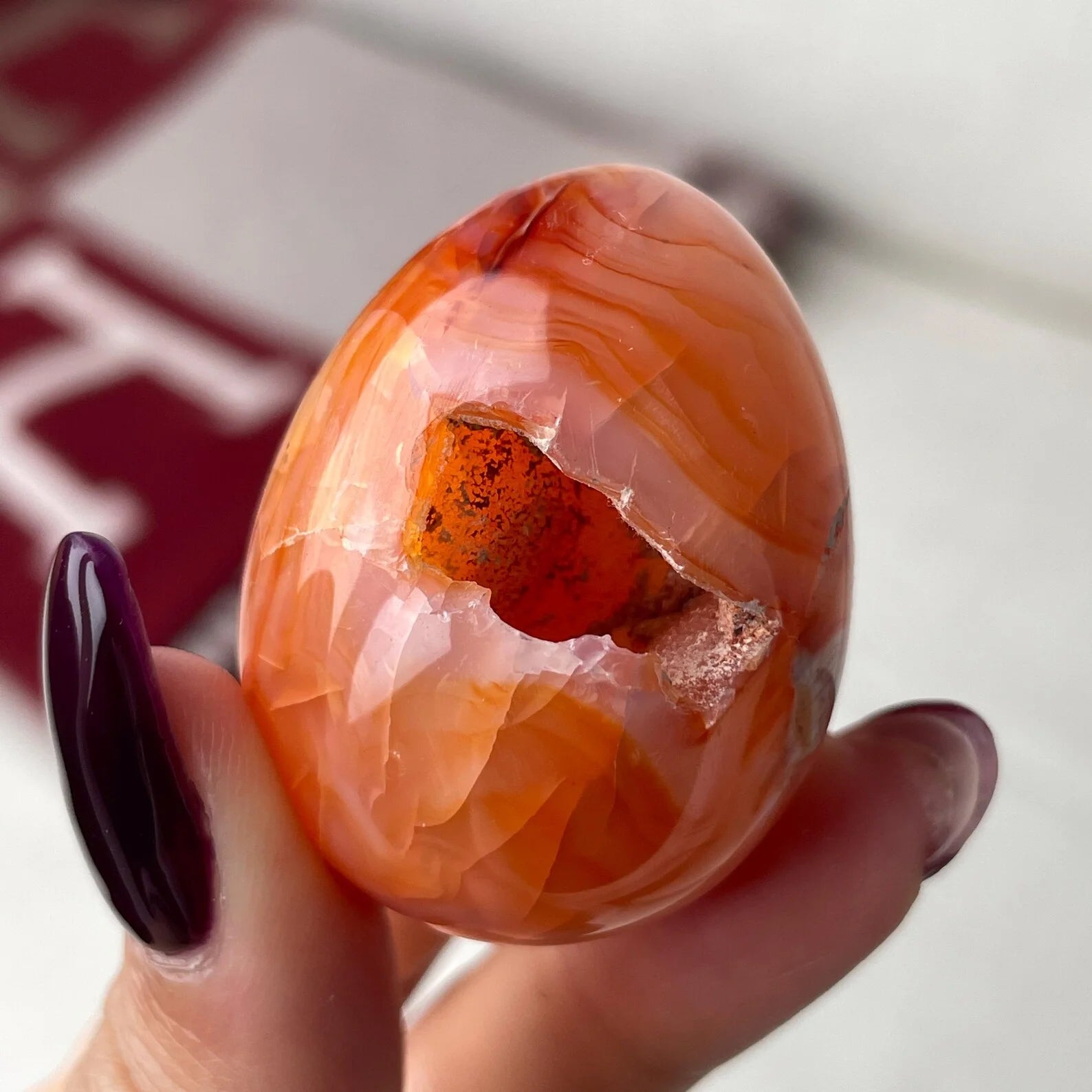 Wholesale Healing Stones Crystal Geode Polished Druzy Carnelian Agate Egg for Home Decor