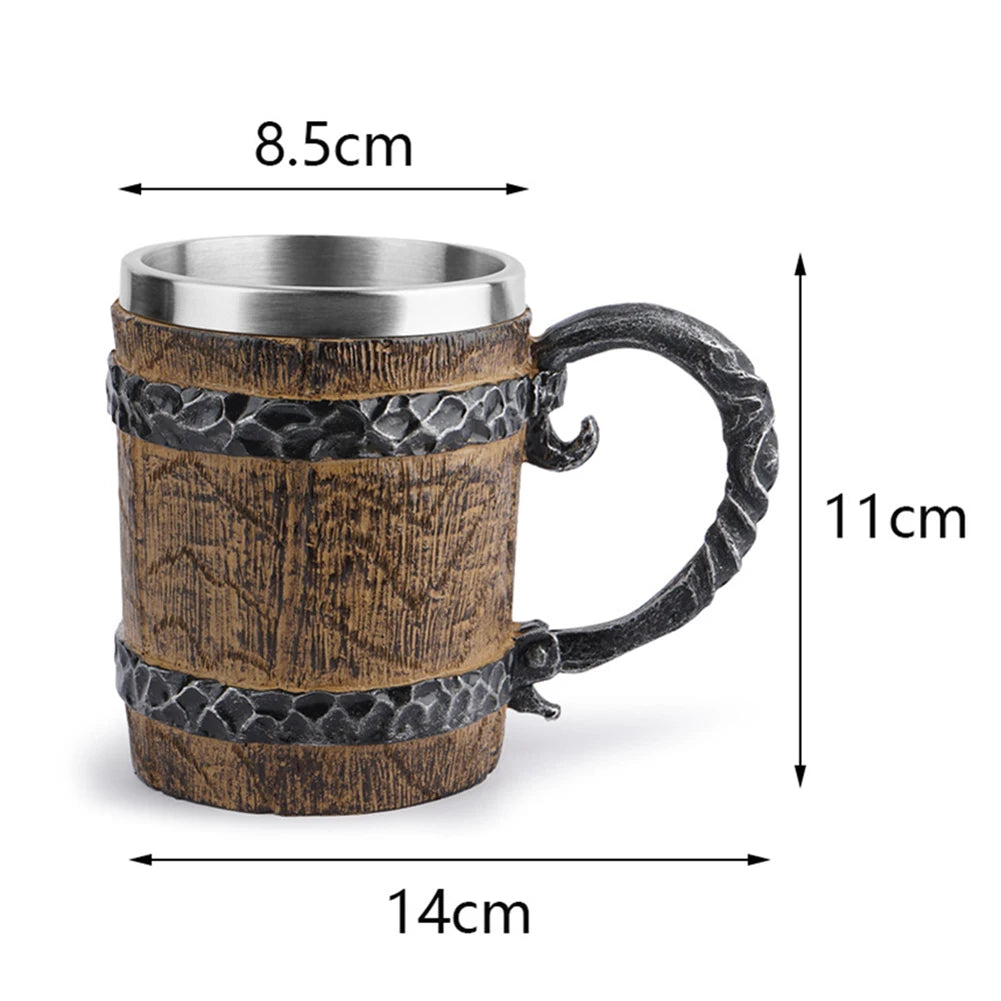 600ml 3D Skull Mug Viking Drinking Cup Resin Skull Mug Beer Tea Cups Bar Drinking Mug Tea Metal Insulated Game Lovers Gift