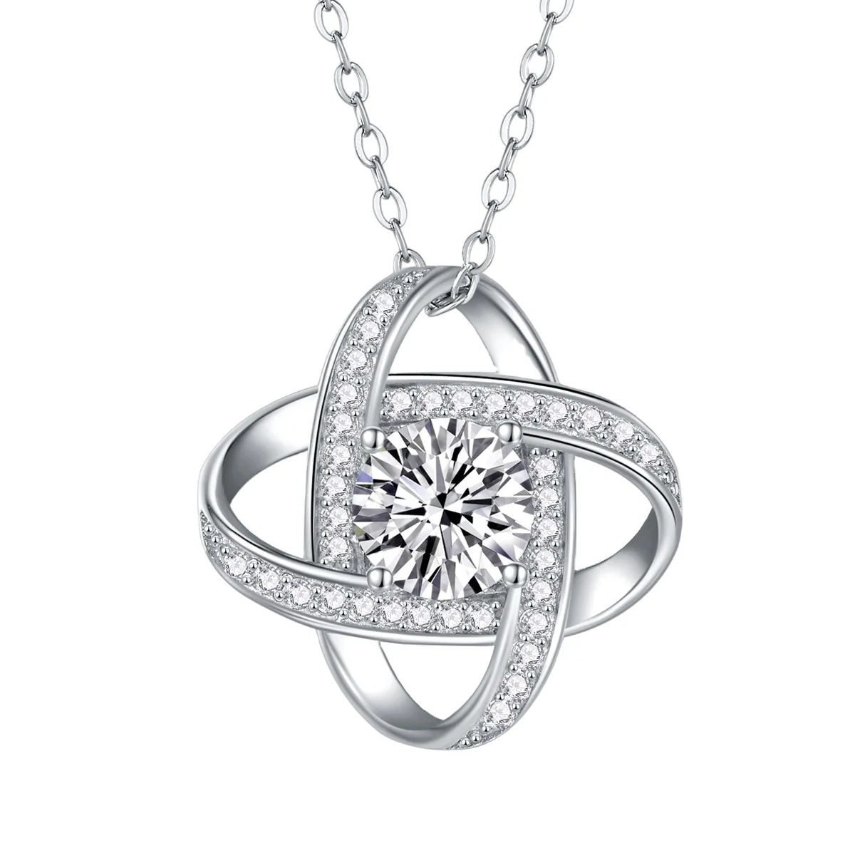 925 Sterling Silver Fresh Sweet Sparkling Gemstone Pendant Necklace Four Clover Moissanite Trendy Weddings Parties