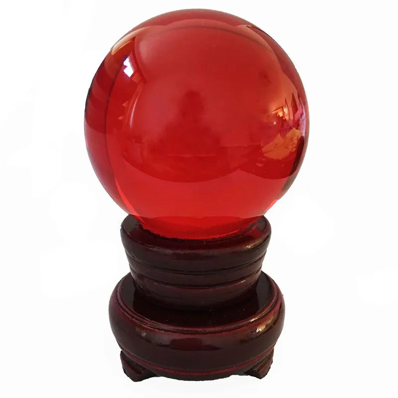 Red Color Crystal Sphere Good Luck Ball With Removed Base Crystal Fengshui Ball Crystal Sphere For New Home Decor