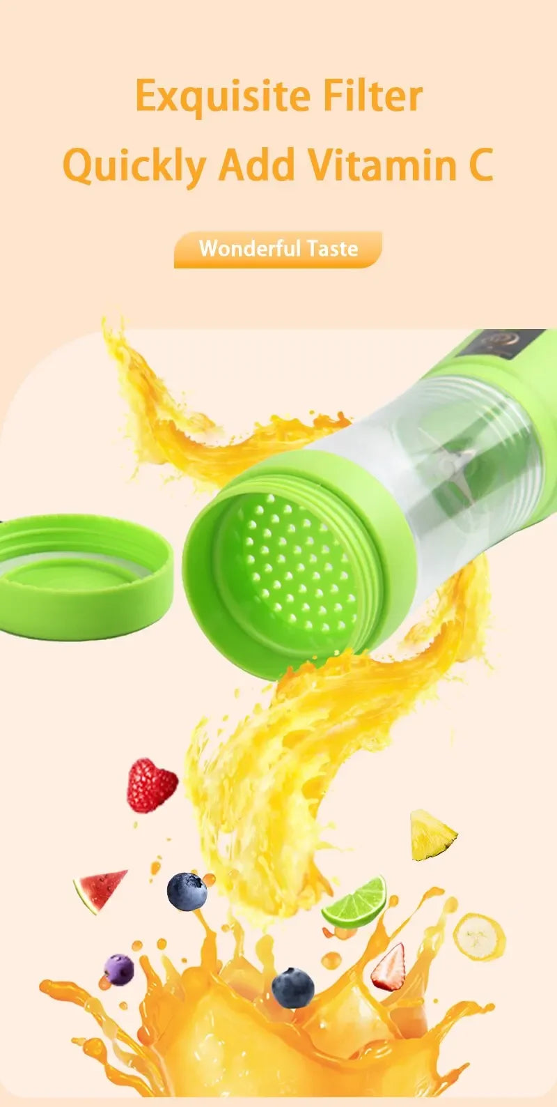USB smoothie milkshake machine portable automatic freshly squeezed fruit orange lemon kitchen blender mini electric juicer