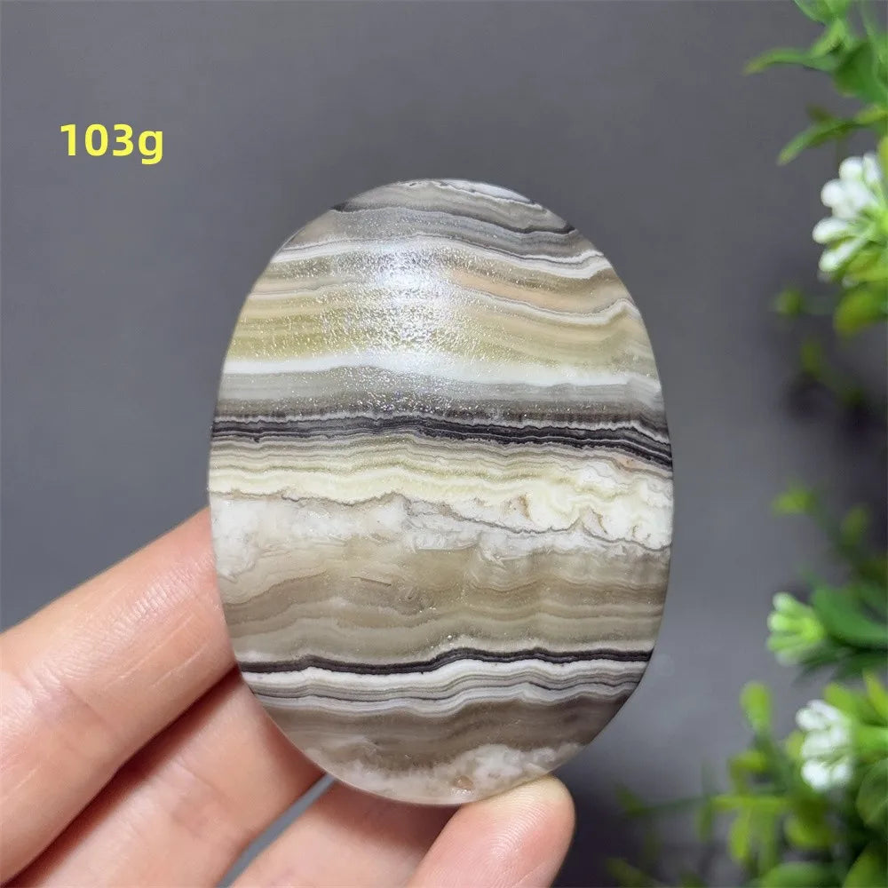 Natural Quartz Striped Calcite Palm Play Rune Pattern Reiki Meditation Healing Witchcraft Energy Massage Home Decoration Gift