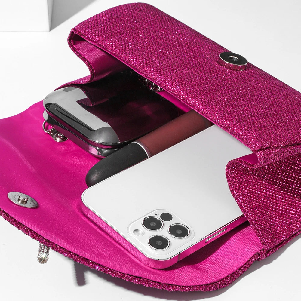 Women Elegant Evening Handbag Shiny Crystal Bow Flap Clutch Purse Envelope Dinner Evening Clutch Bags Wedding Party Prom Purse