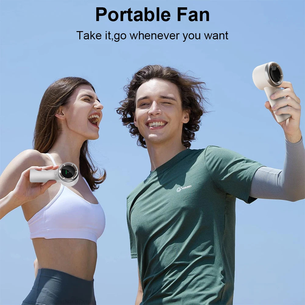 Portable Handheld Turbo Fan Mini Hand Fan 3600mAh Rechargeable Portable Small Pocket Fan Hand Held USB Fan with Digital Display