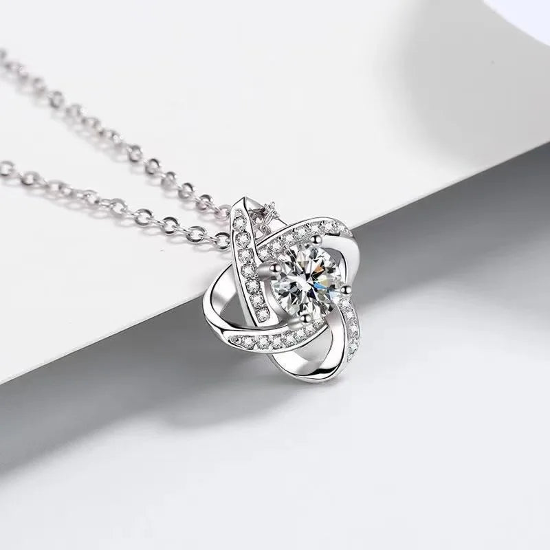 AAA Zircon Love Knot 925 Sterling Silver Necklace Luxury High Quality Mother's Day Gift Classic Gold Plated Jewelry Engagement