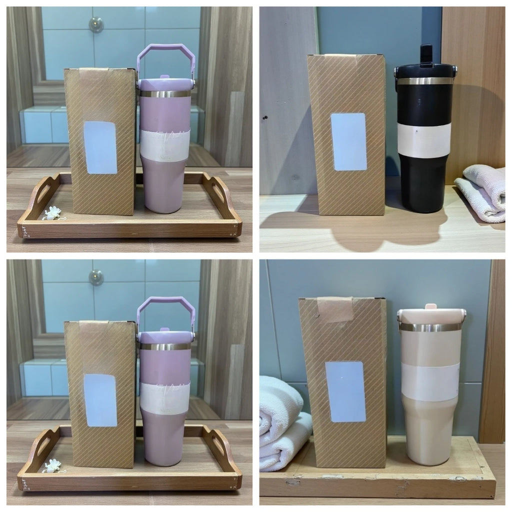 30Oz in stock with dazzling handle, insulated roller handle, 30Oz with lid, vacuum roller, stainless steel portable water bottle