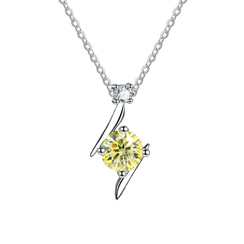 1.0 carat women moissantie pendant necklace for charm lady  Solid 925 Sterling Silver Wedding Women Promise fine Jewelry gift