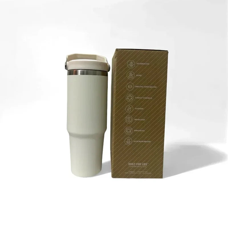 30 copo isolado de aço inoxidável 30oz copo de carro de grande capacidade com alça copo de palha portátil