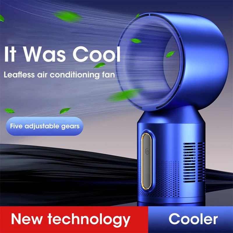 Desktop Bladeless Electric Fan Table Fan 5 Speed Tower Fan For Baby Cooler Air Conditioner USB Rechargeable Cooler Fan