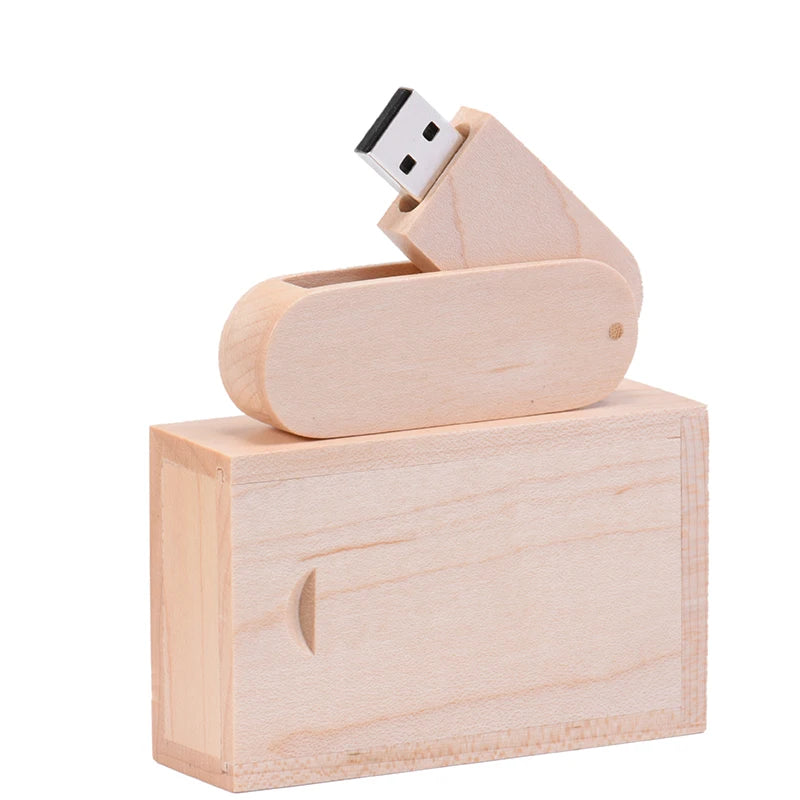 JASTER 1PCS free custom logo rotatable Wooden USB Flash Drive Pendrive Memory Stick pen drive 4GB 8GB 16GB 32GB wedding gift