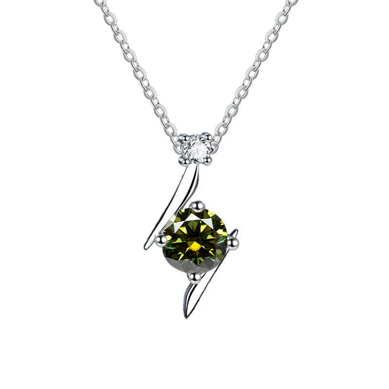 1.0 carat women moissantie pendant necklace for charm lady  Solid 925 Sterling Silver Wedding Women Promise fine Jewelry gift