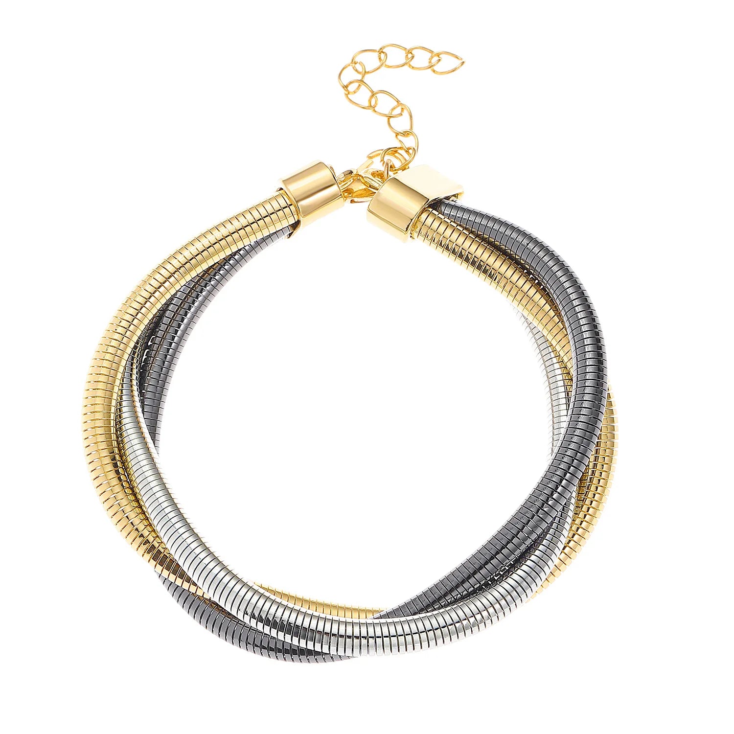 DIEZI Exaggerated Snake Chain Necklace Bracelet Set For Women Punk Geometric Gold Silver Color Metal Punk Hip Hop Jewelry Set