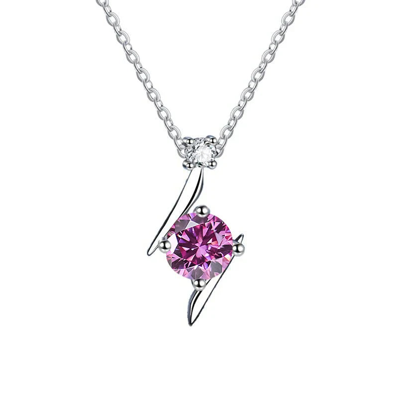 1.0 carat women moissantie pendant necklace for charm lady  Solid 925 Sterling Silver Wedding Women Promise fine Jewelry gift