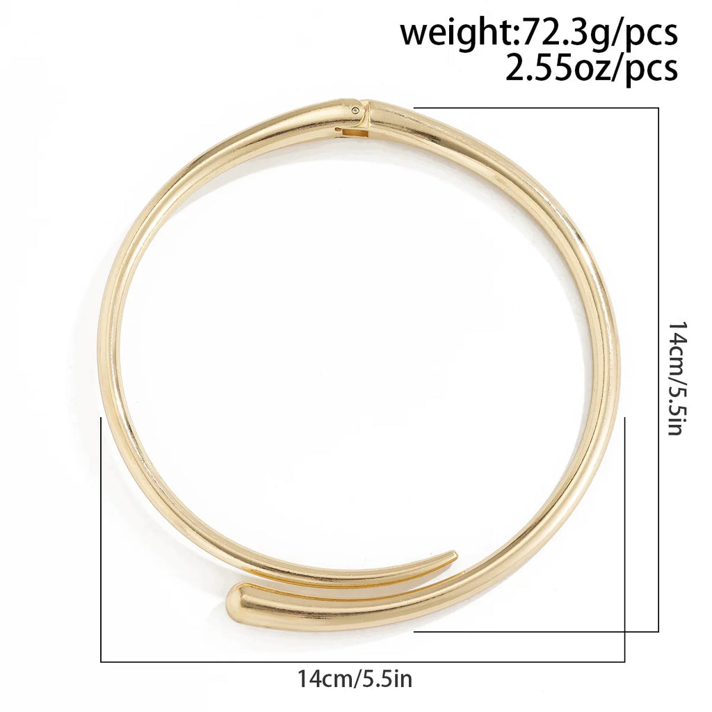 Personalized Spring Open Necklaces Bangles Rings Set For Women Punk Geometric Gold Silver Color Metal New Hip Hop Jewelry Set