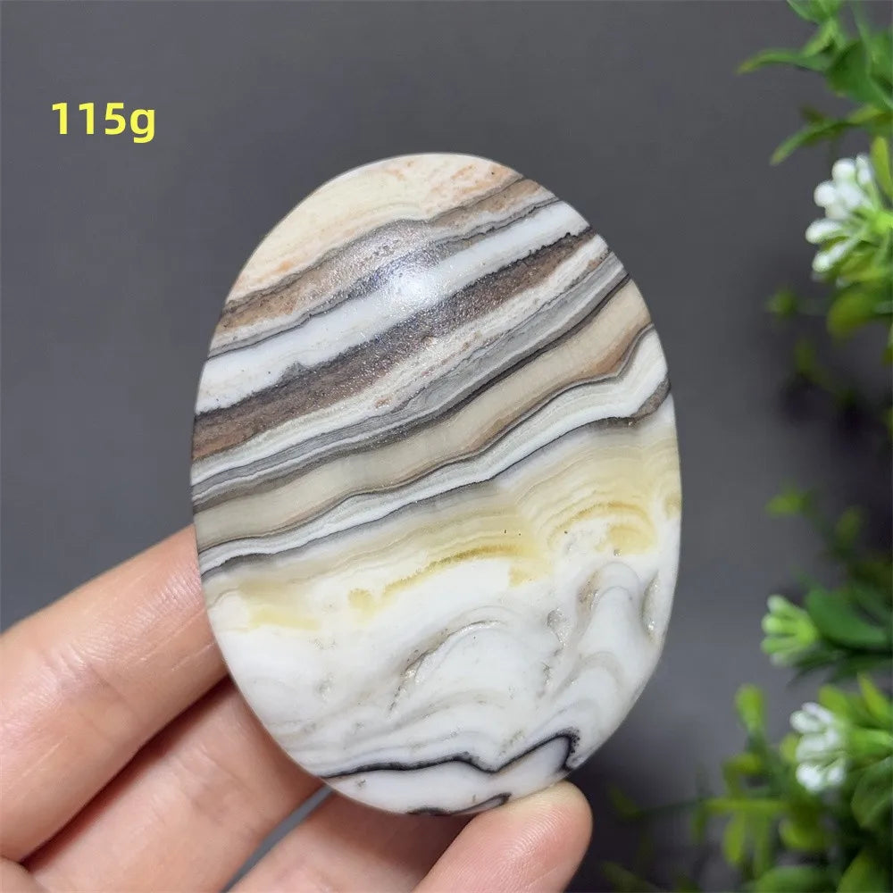Natural Quartz Striped Calcite Palm Play Rune Pattern Reiki Meditation Healing Witchcraft Energy Massage Home Decoration Gift