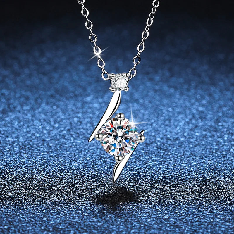 1.0 carat women moissantie pendant necklace for charm lady  Solid 925 Sterling Silver Wedding Women Promise fine Jewelry gift