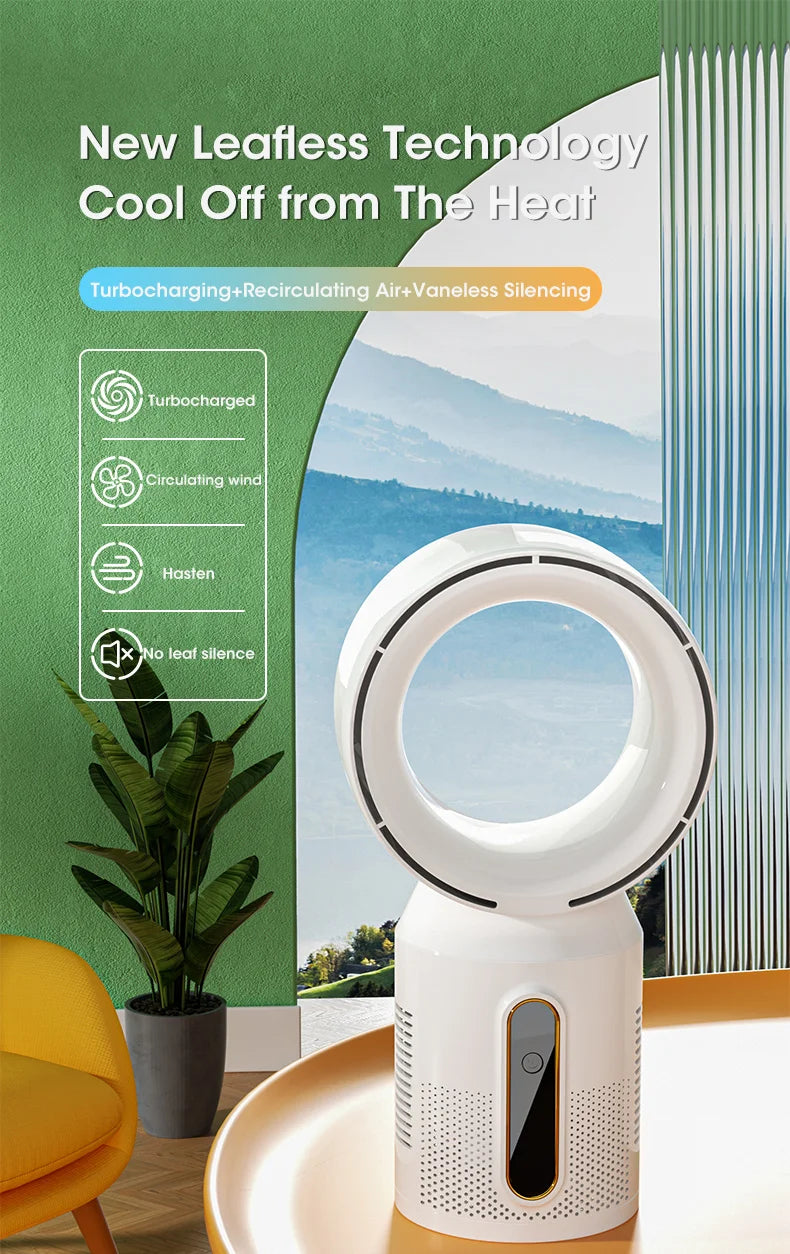 Desktop Bladeless Electric Fan Table Fan 5 Speed Tower Fan For Baby Cooler Air Conditioner USB Rechargeable Cooler Fan
