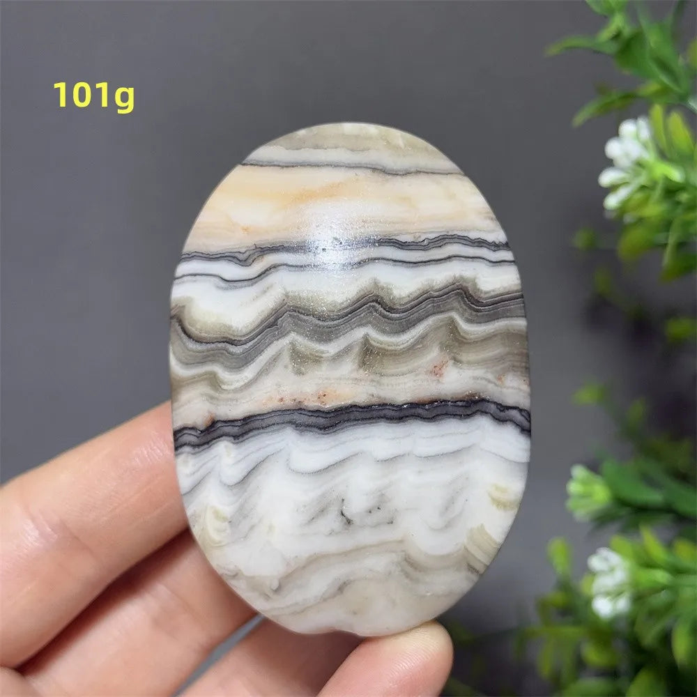 Natural Quartz Striped Calcite Palm Play Rune Pattern Reiki Meditation Healing Witchcraft Energy Massage Home Decoration Gift