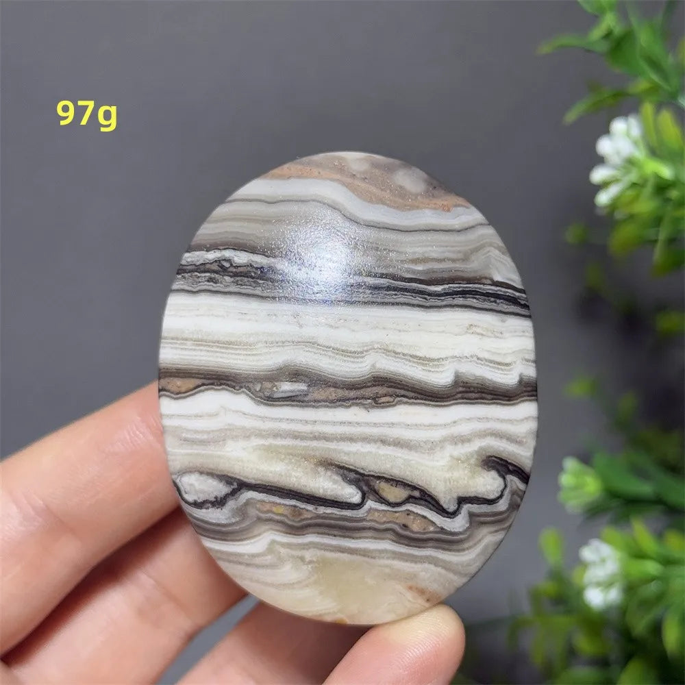 Natural Quartz Striped Calcite Palm Play Rune Pattern Reiki Meditation Healing Witchcraft Energy Massage Home Decoration Gift