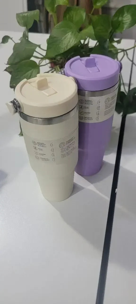 30Oz in stock with dazzling handle, insulated roller handle, 30Oz with lid, vacuum roller, stainless steel portable water bottle