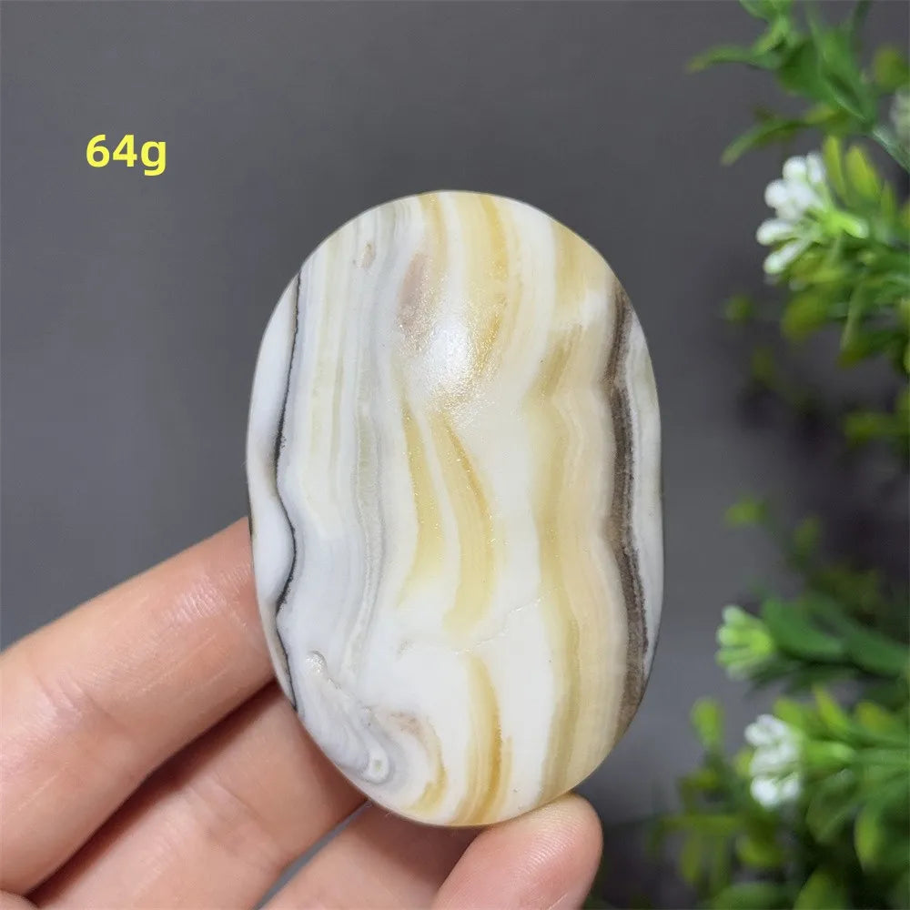 Natural Quartz Striped Calcite Palm Play Rune Pattern Reiki Meditation Healing Witchcraft Energy Massage Home Decoration Gift