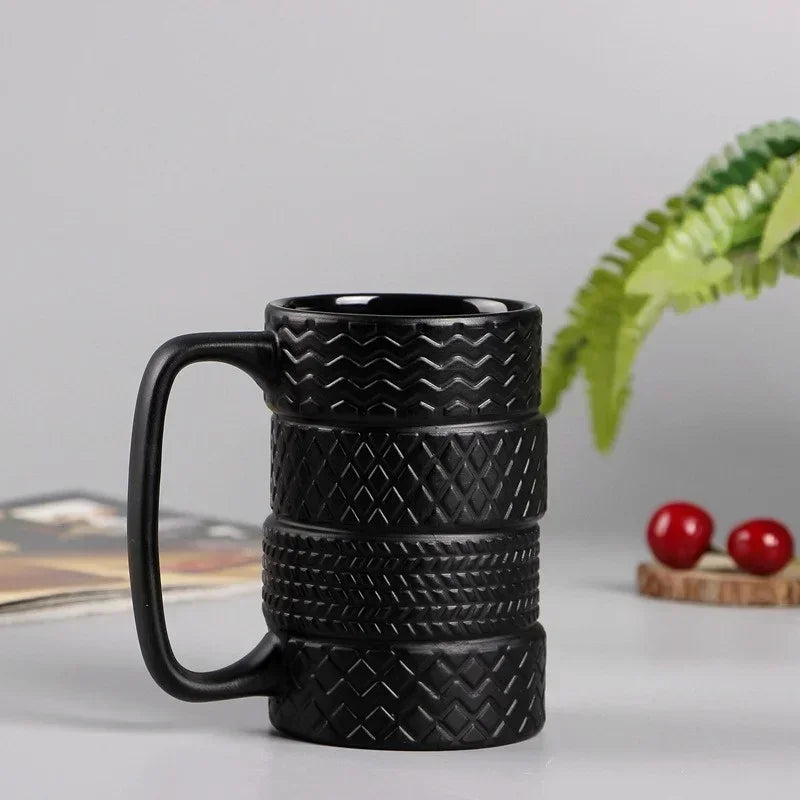 1Pcs Tire Ceramics Mug Creative Novelty Tire Shaped Cup Large Capacity Heat-resisting Office Home Coffee Breakfast Mugs Gifts