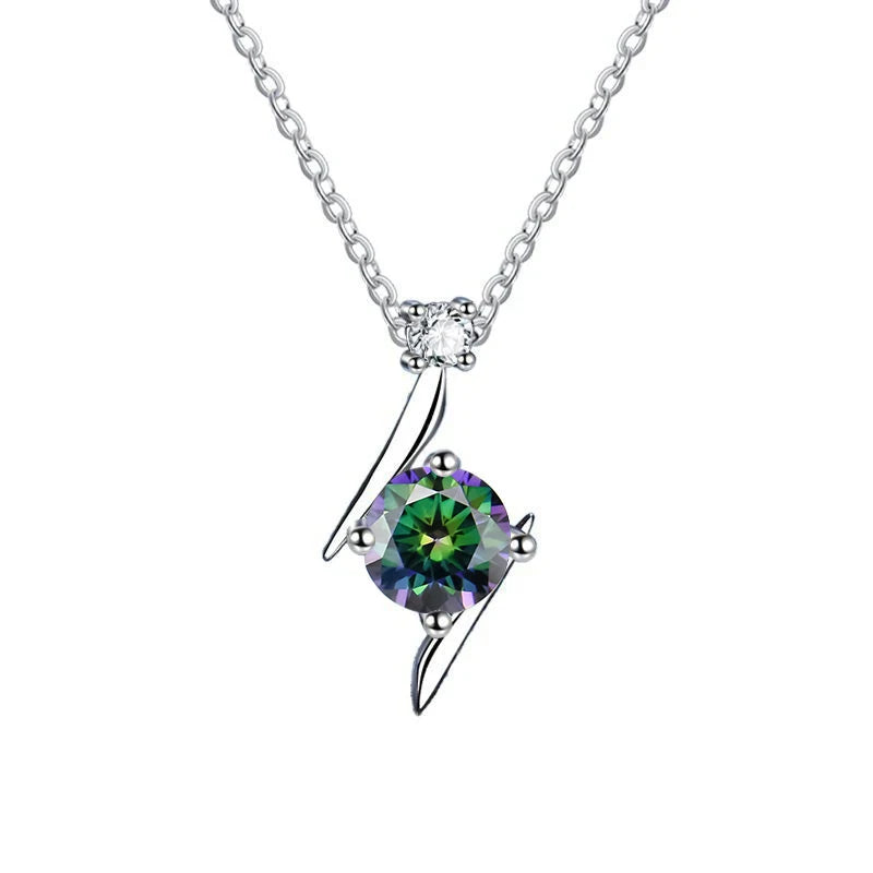 1.0 carat women moissantie pendant necklace for charm lady  Solid 925 Sterling Silver Wedding Women Promise fine Jewelry gift