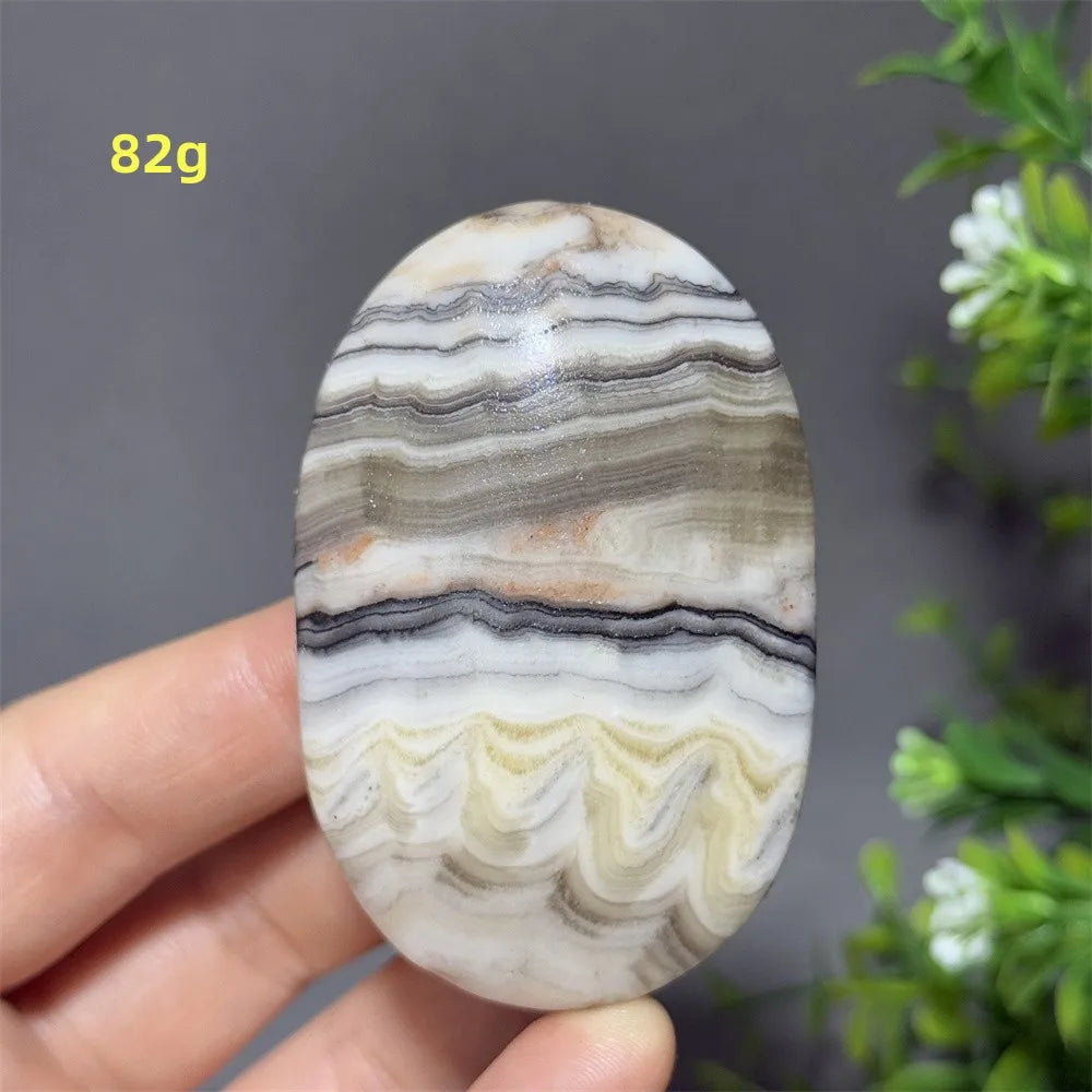 Natural Quartz Striped Calcite Palm Play Rune Pattern Reiki Meditation Healing Witchcraft Energy Massage Home Decoration Gift