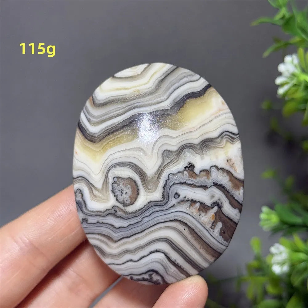 Natural Quartz Striped Calcite Palm Play Rune Pattern Reiki Meditation Healing Witchcraft Energy Massage Home Decoration Gift