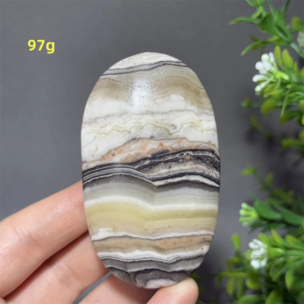 Natural Quartz Striped Calcite Palm Play Rune Pattern Reiki Meditation Healing Witchcraft Energy Massage Home Decoration Gift