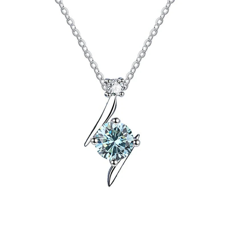 1.0 carat women moissantie pendant necklace for charm lady  Solid 925 Sterling Silver Wedding Women Promise fine Jewelry gift