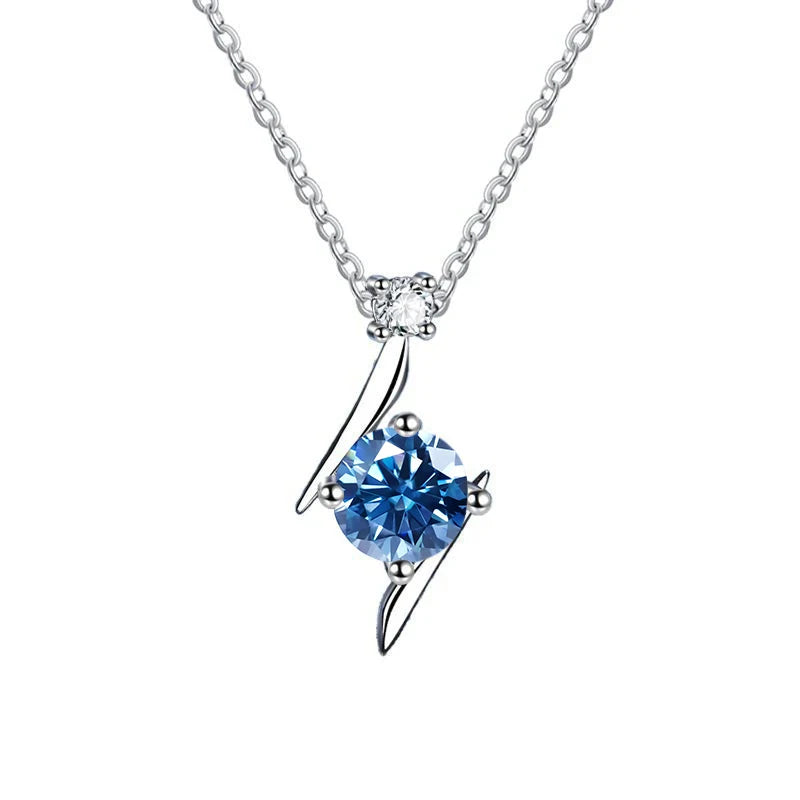 1.0 carat women moissantie pendant necklace for charm lady  Solid 925 Sterling Silver Wedding Women Promise fine Jewelry gift