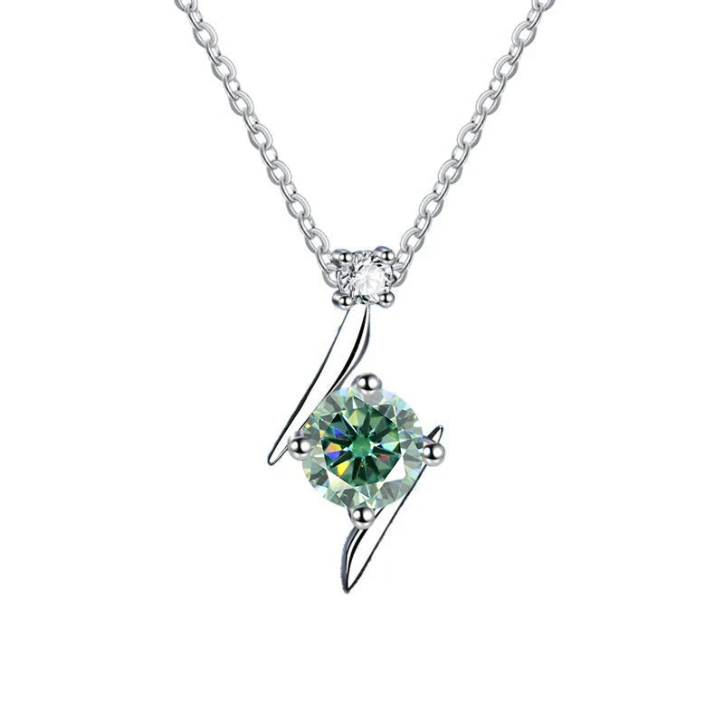 1.0 carat women moissantie pendant necklace for charm lady  Solid 925 Sterling Silver Wedding Women Promise fine Jewelry gift