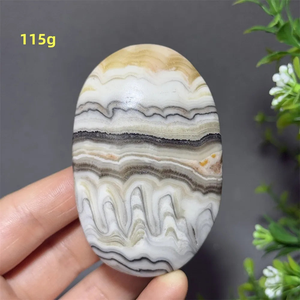 Natural Quartz Striped Calcite Palm Play Rune Pattern Reiki Meditation Healing Witchcraft Energy Massage Home Decoration Gift