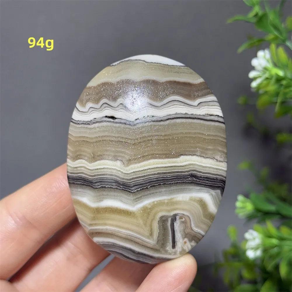 Natural Quartz Striped Calcite Palm Play Rune Pattern Reiki Meditation Healing Witchcraft Energy Massage Home Decoration Gift