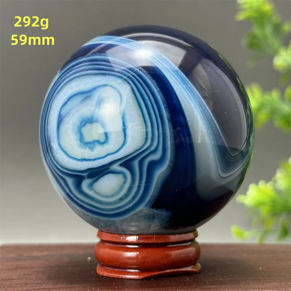 Natural Blue Agate Ball Reiki Healing Spiritual Meditation Chakra Witchcraft Sacrifice Divination Home Decor Gift